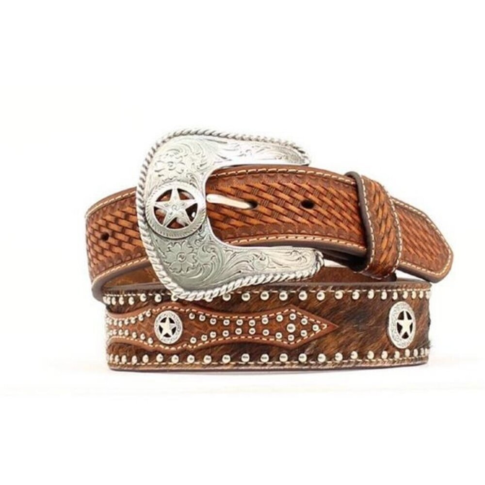 Nocona Pro Series Men's Calf Hair Studded and Concho Belt N2506808